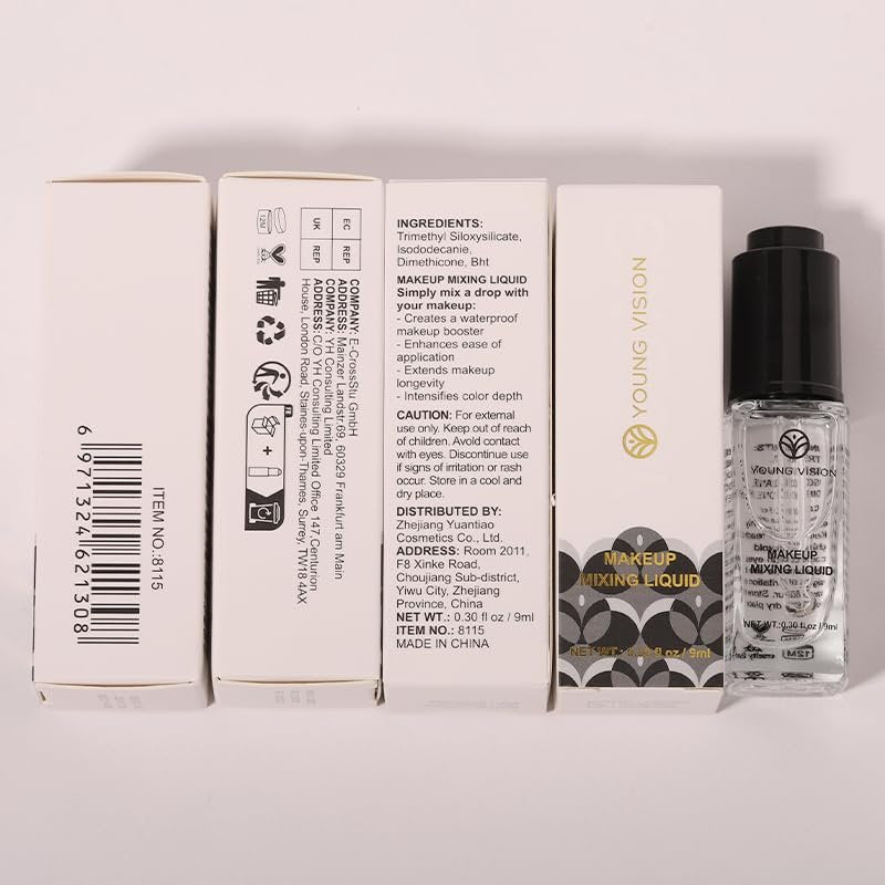 YOUNG VISION Makeup Mixing Liquid - Waterproof Eyeshadow & Foundation Mixing Medium, Eyeliner Sealer & Pigment Enhancer (0.3 fl oz, Transparent) - görsel 15