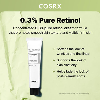 COSRX Retinol 0.3% Cream - Anti-Aging Eye & Neck Cream for Firm Skin, Reduces Wrinkles & Fine Lines - Gentle Daily Korean Skincare, 0.67 oz