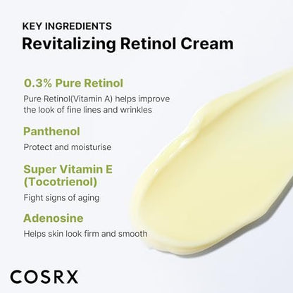COSRX Retinol 0.3% Cream - Anti-Aging Eye & Neck Cream for Firm Skin, Reduces Wrinkles & Fine Lines - Gentle Daily Korean Skincare, 0.67 oz