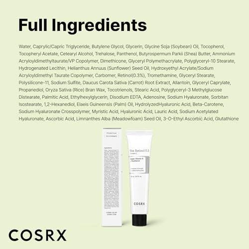 COSRX Retinol 0.3% Cream - Anti-Aging Eye & Neck Cream for Firm Skin, Reduces Wrinkles & Fine Lines - Gentle Daily Korean Skincare, 0.67 oz - görsel 16