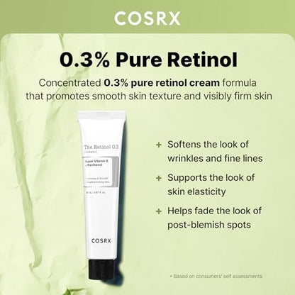 COSRX Retinol 0.3% Cream - Anti-Aging Eye & Neck Cream for Firm Skin, Reduces Wrinkles & Fine Lines - Gentle Daily Korean Skincare, 0.67 oz