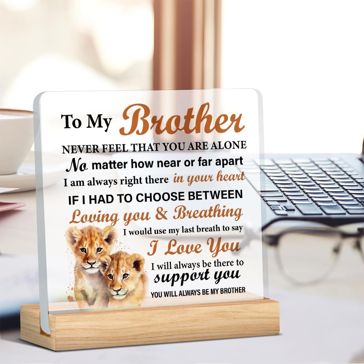 Brother's Gift: Acrylic Desk Sign - Meaningful for Birthday, Christmas, Graduation - görsel 11