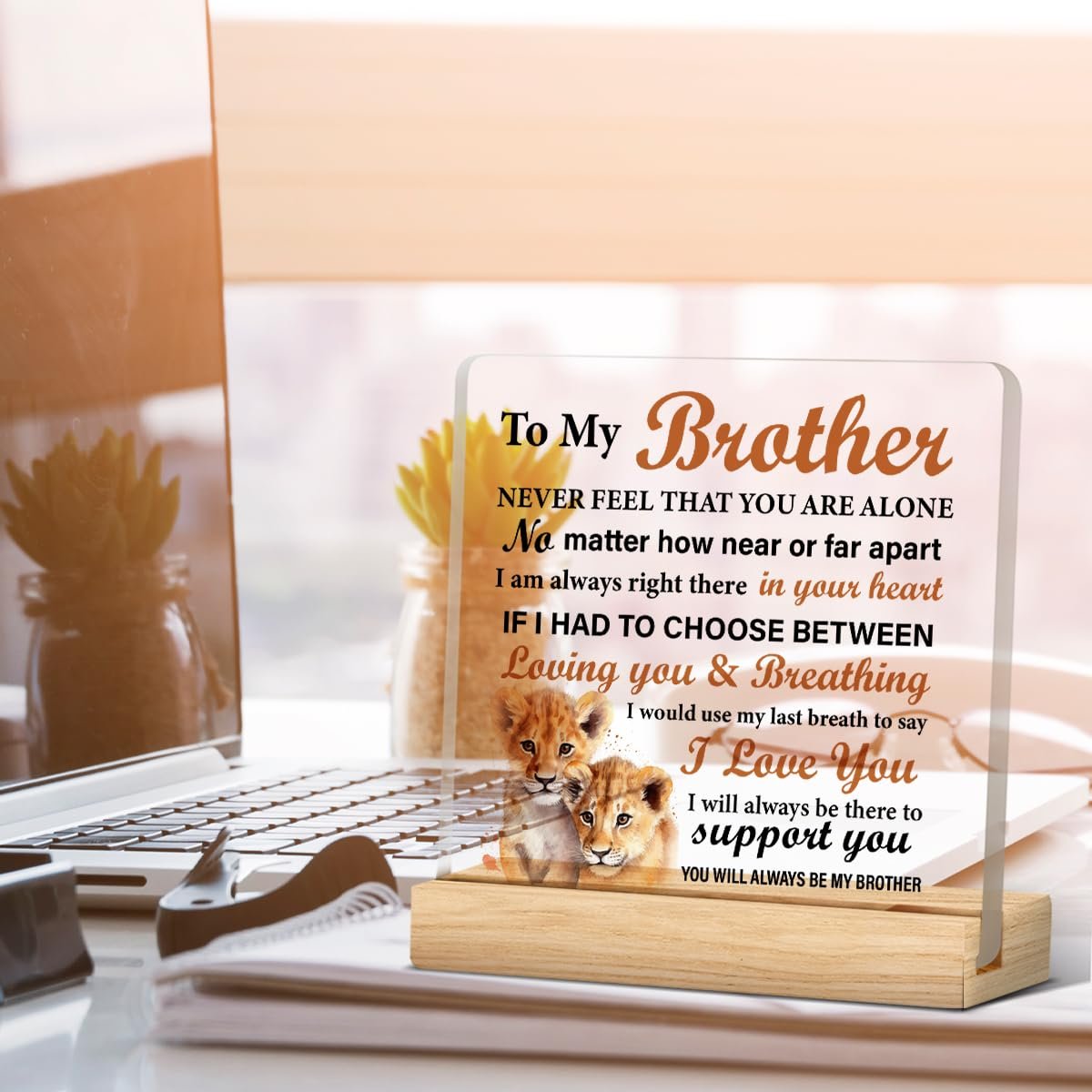 Brother's Gift: Acrylic Desk Sign - Meaningful for Birthday, Christmas, Graduation - görsel 13