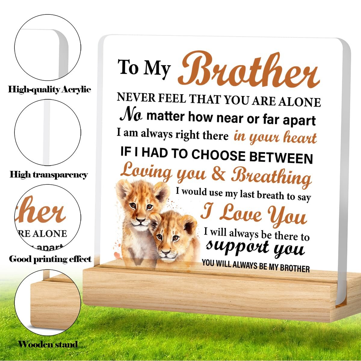 Brother's Gift: Acrylic Desk Sign - Meaningful for Birthday, Christmas, Graduation - görsel 3