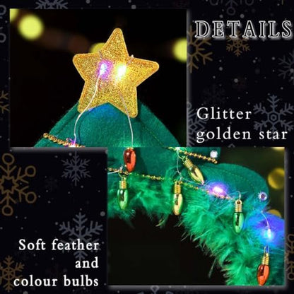 Aceorna Light Up Christmas Headbands - Tree Stars LED Hair Hoop Glow Xmas Hairbands Glitter Festival Headpiece for Women