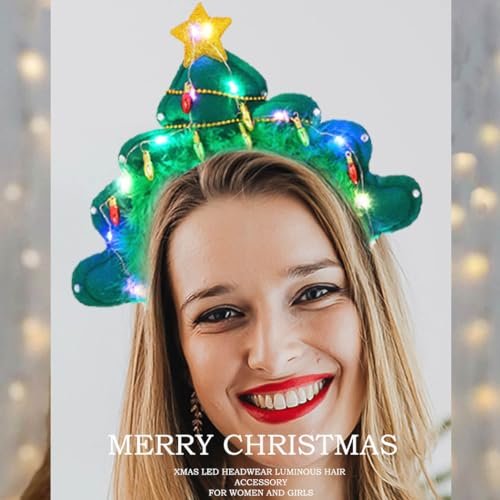 Aceorna Light Up Christmas Headbands - Tree Stars LED Hair Hoop Glow Xmas Hairbands Glitter Festival Headpiece for Women - görsel 10