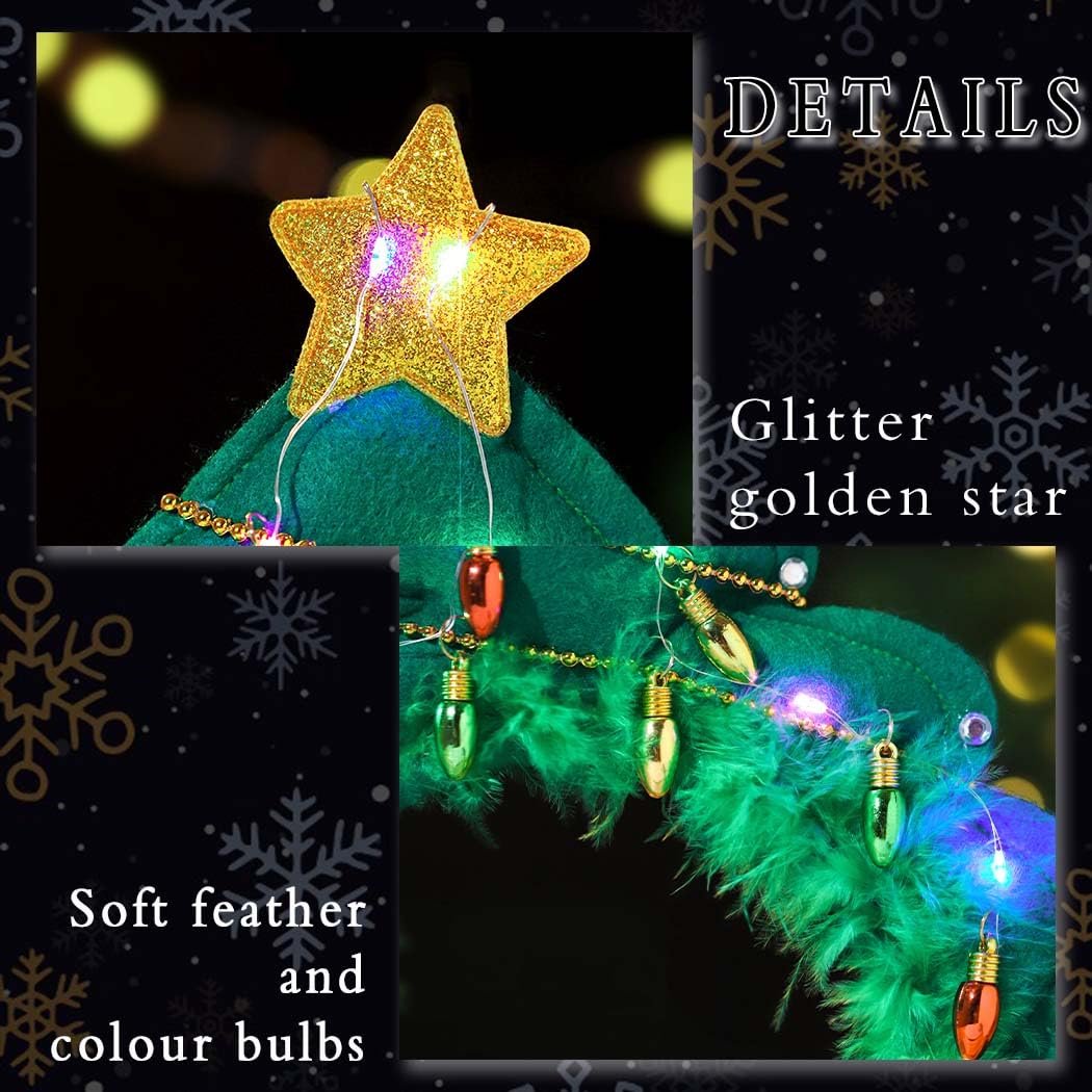 Aceorna Light Up Christmas Headbands - Tree Stars LED Hair Hoop Glow Xmas Hairbands Glitter Festival Headpiece for Women - görsel 5