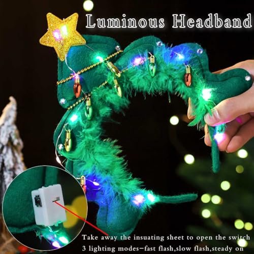 Aceorna Light Up Christmas Headbands - Tree Stars LED Hair Hoop Glow Xmas Hairbands Glitter Festival Headpiece for Women - görsel 12