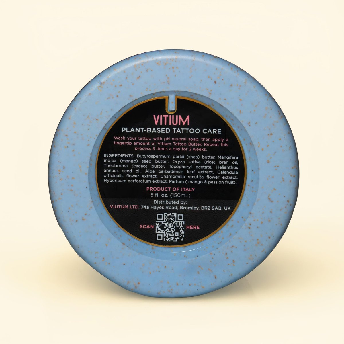 VITIUM Tattoo Butter Aftercare Balm 5oz – Vegan, Brightens & Heals New & Old Tattoos, Signature Tropical Italian Scent, Shea, Mango, Calendula, No Petroleum, Made in Italy Avelisse