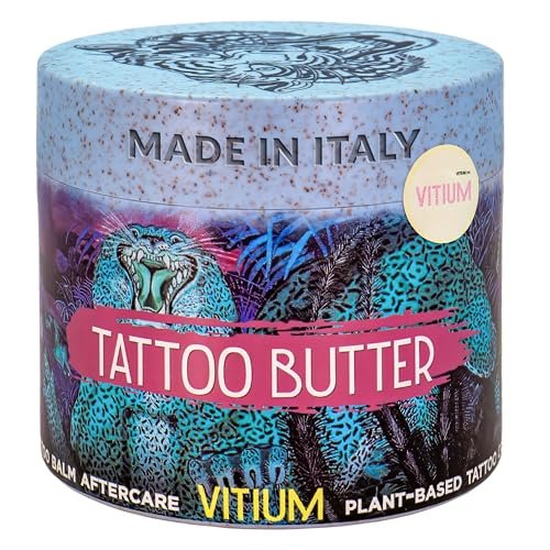 VITIUM Tattoo Butter Aftercare Balm 5oz – Vegan, Brightens & Heals New & Old Tattoos, Signature Tropical Italian Scent, Shea, Mango, Calendula, No Petroleum, Made in Italy Avelisse