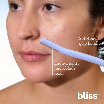 Bliss Dermaplaning Tools - Disposable Facial Exfoliator & Eyebrow Razor - 2 Pack (16 Count) Avelisse