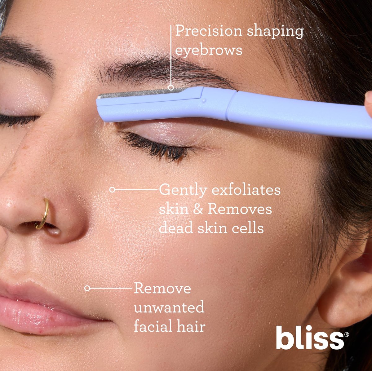 Bliss Dermaplaning Tools - Disposable Facial Exfoliator & Eyebrow Razor - 2 Pack (16 Count) Avelisse