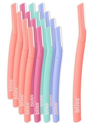 Bliss Dermaplaning Tools - Disposable Facial Exfoliator & Eyebrow Razor - 2 Pack (16 Count) Avelisse