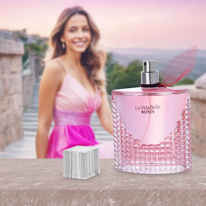 La Vida Bella Roses for Women Eau De Parfum - Floral Amber Fragrance with Raspberry, Pink Pepper & Bergamot - 100ml Avelisse