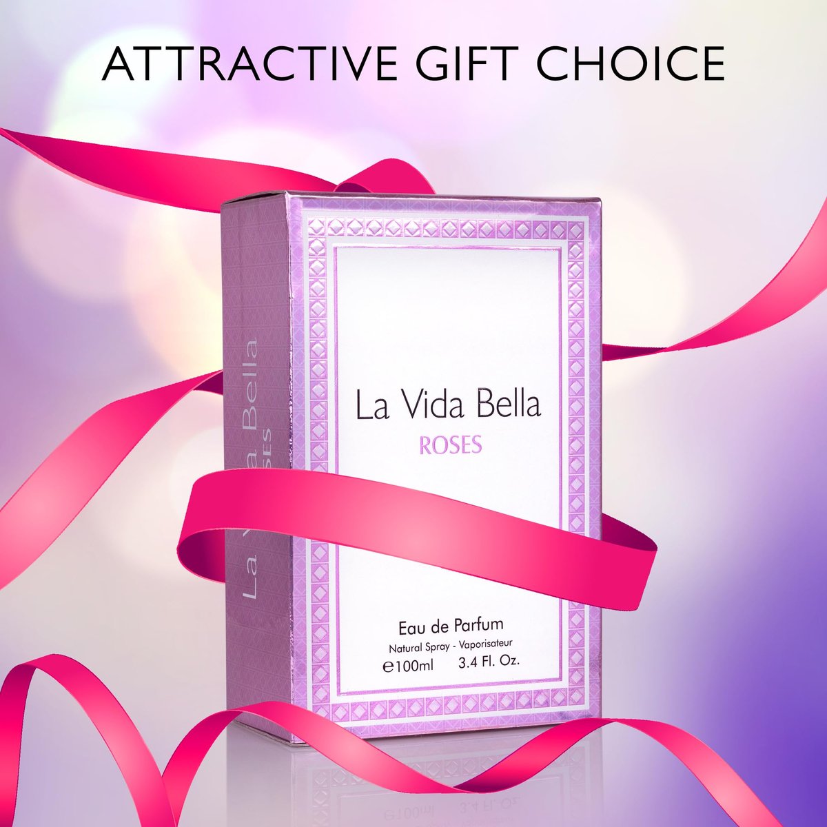 La Vida Bella Roses for Women Eau De Parfum - Floral Amber Fragrance with Raspberry, Pink Pepper & Bergamot - 100ml Avelisse