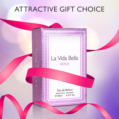 La Vida Bella Roses for Women Eau De Parfum - Floral Amber Fragrance with Raspberry, Pink Pepper & Bergamot - 100ml Avelisse