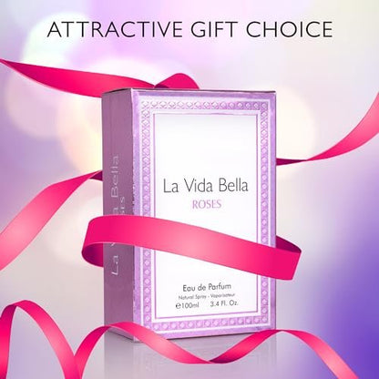 La Vida Bella Roses for Women Eau De Parfum - Floral Amber Fragrance with Raspberry, Pink Pepper & Bergamot - 100ml Avelisse