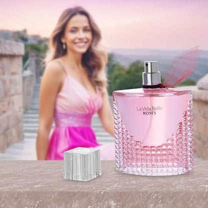 La Vida Bella Roses for Women Eau De Parfum - Floral Amber Fragrance with Raspberry, Pink Pepper & Bergamot - 100ml Avelisse