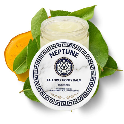 Neptune Health Tallow and Manuka Honey Balm - Unscented 2 oz Face Cream, Body Lotion & Lip Balm, Grass Fed Grass Finished Avelisse