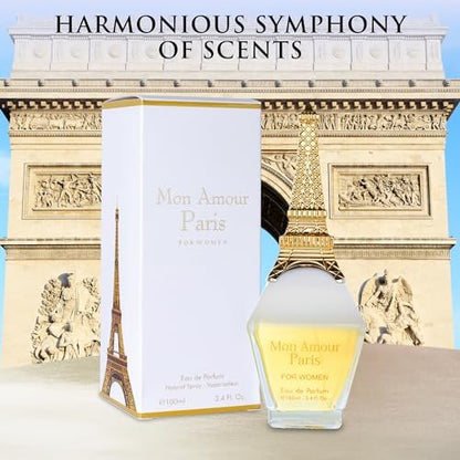 Mon Amour Paris for Women Eau De Parfum - Floral & Fruity Fragrance with Ylang-Ylang, Damascus Rose & Jasmine - Classy & Elegant Perfume for Daily Wear & Special Occasions - 100ml (3.4 Fl Oz) Avelisse
