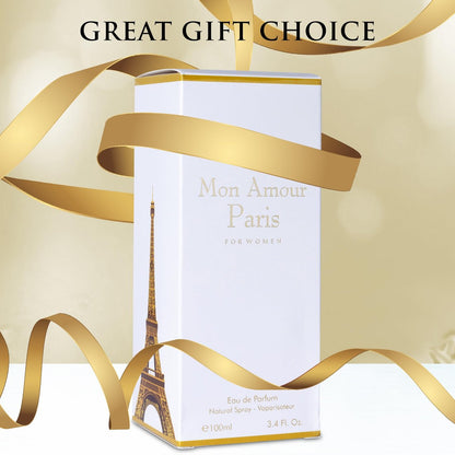 Mon Amour Paris for Women Eau De Parfum - Floral & Fruity Fragrance with Ylang-Ylang, Damascus Rose & Jasmine - Classy & Elegant Perfume for Daily Wear & Special Occasions - 100ml (3.4 Fl Oz) Avelisse