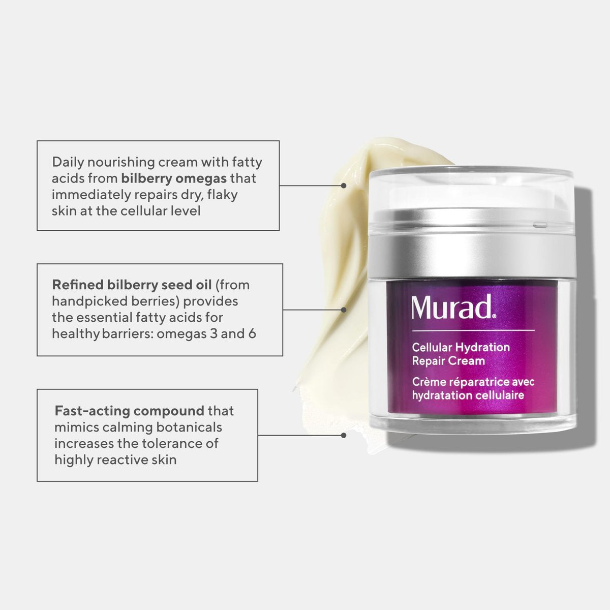 Murad Cellular Hydration Barrier Repair Cream – Restorative Face Moisturizer with Bilberry, Omega Fatty Acids & Allantoin for Dry, Flaky Skin – 1.7 Fl Oz Avelisse