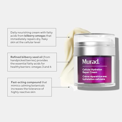 Murad Cellular Hydration Barrier Repair Cream – Restorative Face Moisturizer with Bilberry, Omega Fatty Acids & Allantoin for Dry, Flaky Skin – 1.7 Fl Oz Avelisse