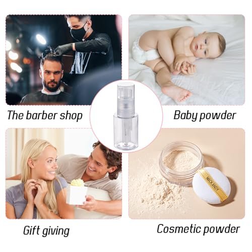 HSOMiD 2-Pack Empty Powder Spray Bottle - Barber Powder, Talc, Hair Fibers Applicator for Salon, Cleaning, Plants, Misting & Skin Care (120ml) Avelisse