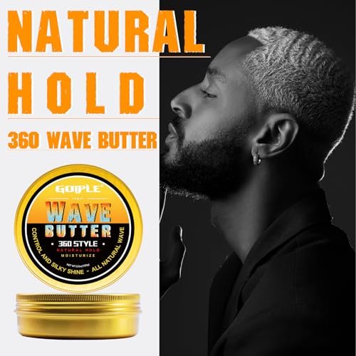 Goiple Wave Butter 360 Wave Grease for Men – All Natural Wave Cream with Shea Butter & Beeswax for Layered Waves, Moisture & Shine (3.5 oz) Avelisse