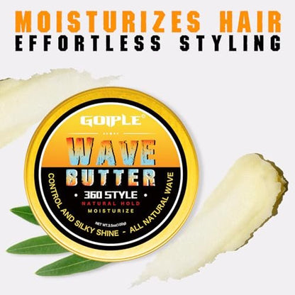 Goiple Wave Butter 360 Wave Grease for Men – All Natural Wave Cream with Shea Butter & Beeswax for Layered Waves, Moisture & Shine (3.5 oz) Avelisse
