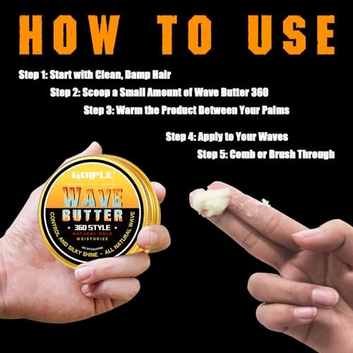 Goiple Wave Butter 360 Wave Grease for Men – All Natural Wave Cream with Shea Butter & Beeswax for Layered Waves, Moisture & Shine (3.5 oz) Avelisse