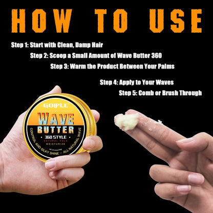 Goiple Wave Butter 360 Wave Grease for Men – All Natural Wave Cream with Shea Butter & Beeswax for Layered Waves, Moisture & Shine (3.5 oz) Avelisse