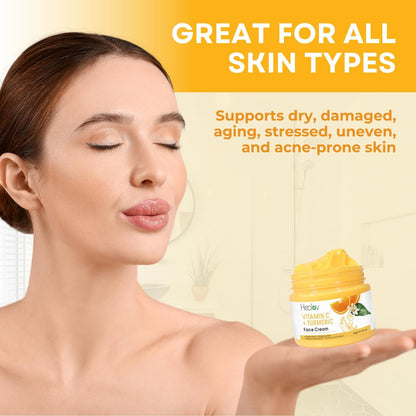Healov Turmeric Face Cream for Dark Spots – Natural Skin Brightening Lotion for Face & Body – Fights Acne, Evens Tone, Clears Scars & Hyperpigmentation – 50g / 1.67oz