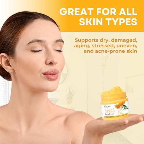 Healov Turmeric Face Cream for Dark Spots – Natural Skin Brightening Lotion for Face & Body – Fights Acne, Evens Tone, Clears Scars & Hyperpigmentation – 50g / 1.67oz - görsel 14