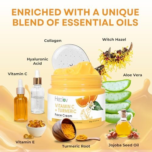 Healov Turmeric Face Cream for Dark Spots – Natural Skin Brightening Lotion for Face & Body – Fights Acne, Evens Tone, Clears Scars & Hyperpigmentation – 50g / 1.67oz - görsel 10