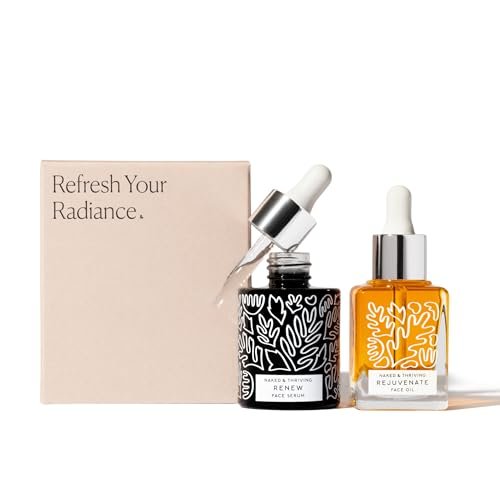 Naked & Thriving The Night Set: Renew Resurfacing Night Serum & Rejuvenate Restorative Face Oil with Hyaluronic Acid, Argan Oil, Sea Buckthorn & Fruit AHAs Avelisse