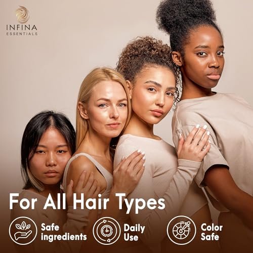 INFINA ESSENTIALS Castor Oil Shampoo and Conditioner Set for Hair Growth with Rosemary & Peppermint Oil - 16 fl oz Each, Anti-Hair Loss for Men & Women Avelisse