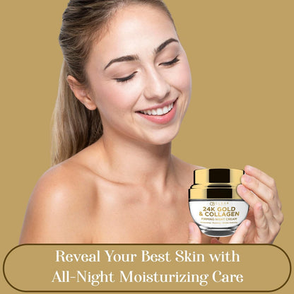 Clear Beauty 24K Gold & Collagen Night Cream – Firming & Hydrating Face Moisturizer for Smooth, Youthful Skin – Dermatologist Tested, Korean Skincare, 1.69 Fl Oz