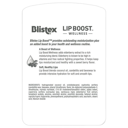 Blistex Lip Boost Wellness - Intensive Hydration Lip Balm with Coconut Oil, Beeswax & Elderberry (Pack of 2)