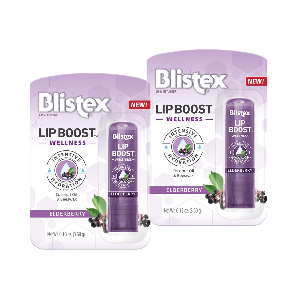 Blistex Lip Boost Wellness - Intensive Hydration Lip Balm with Coconut Oil, Beeswax & Elderberry (Pack of 2) - görsel 1