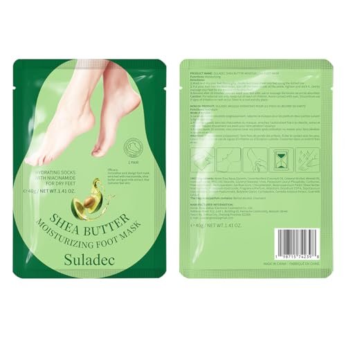 SULADEC Moisturizing Foot Mask with Shea Butter and Goat Milk - Hydrating Foot Masks for Dry Cracked Feet - Soft & Smooth Touch - Men Women - 5 Pairs - görsel 16