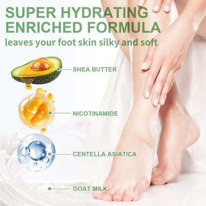 SULADEC Moisturizing Foot Mask with Shea Butter and Goat Milk - Hydrating Foot Masks for Dry Cracked Feet - Soft & Smooth Touch - Men Women - 5 Pairs
