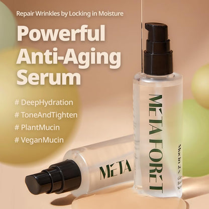 METAFORET Vegan Mucin 2x Boost Serum – Hydrating Face Moisturizer for Dry, Sensitive, Acne Prone Skin, Anti Aging, 3.38 oz