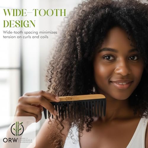 Wide Tooth Comb for Curly Hair – Bamboo Detangling Comb for Wet Hair, Shower Safe, Bakelite Reinforced, Durable, SGS REACH Tested Avelisse
