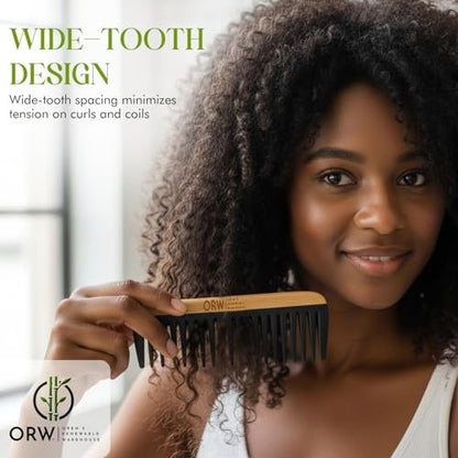 Wide Tooth Comb for Curly Hair – Bamboo Detangling Comb for Wet Hair, Shower Safe, Bakelite Reinforced, Durable, SGS REACH Tested Avelisse
