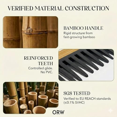 Wide Tooth Comb for Curly Hair – Bamboo Detangling Comb for Wet Hair, Shower Safe, Bakelite Reinforced, Durable, SGS REACH Tested Avelisse