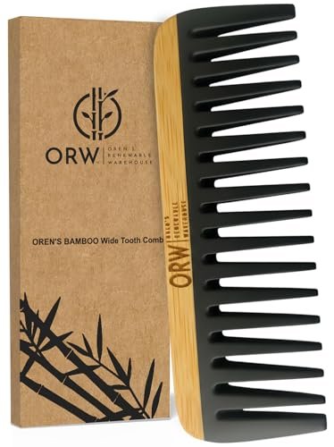 Wide Tooth Comb for Curly Hair – Bamboo Detangling Comb for Wet Hair, Shower Safe, Bakelite Reinforced, Durable, SGS REACH Tested Avelisse