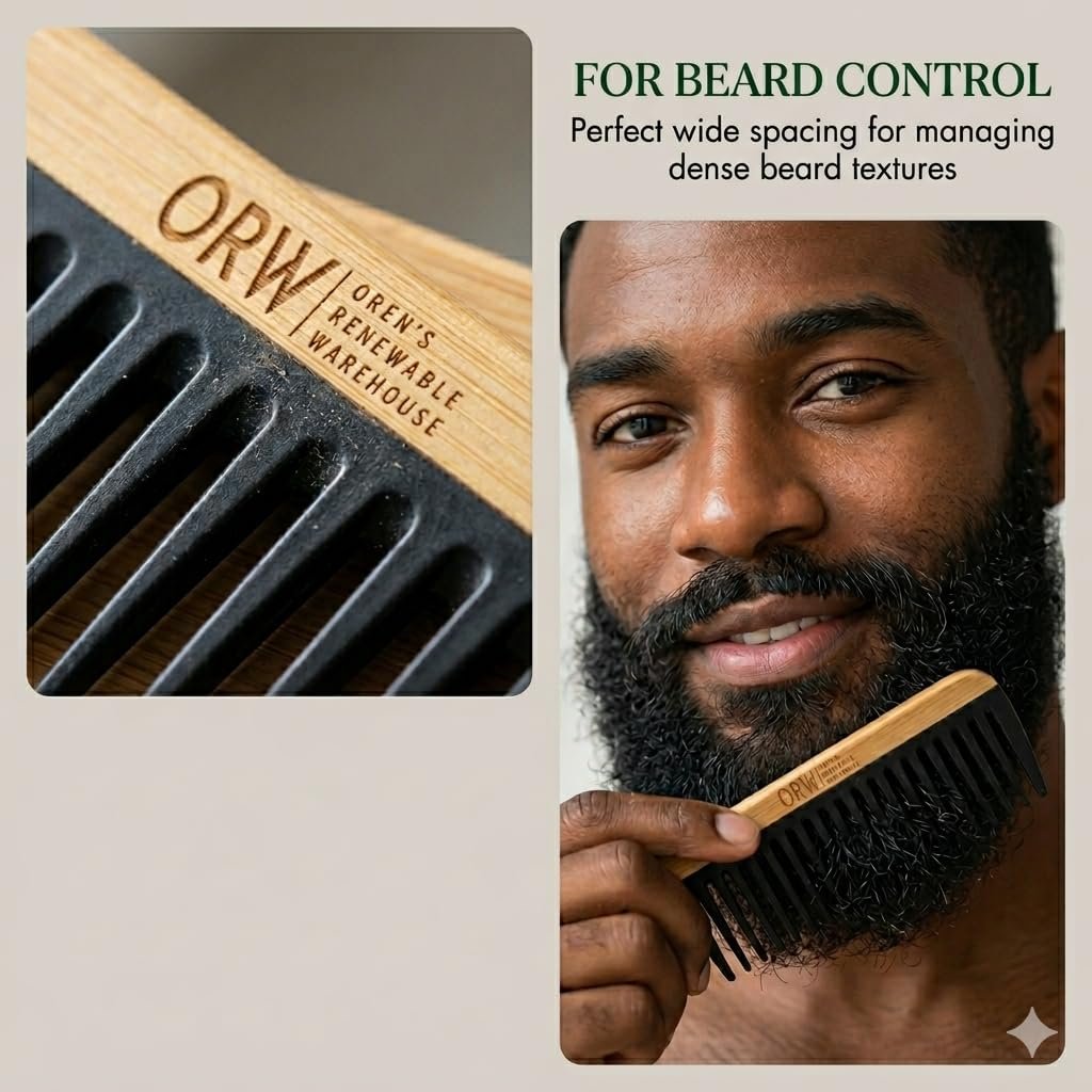 Wide Tooth Comb for Curly Hair – Bamboo Detangling Comb for Wet Hair, Shower Safe, Bakelite Reinforced, Durable, SGS REACH Tested Avelisse