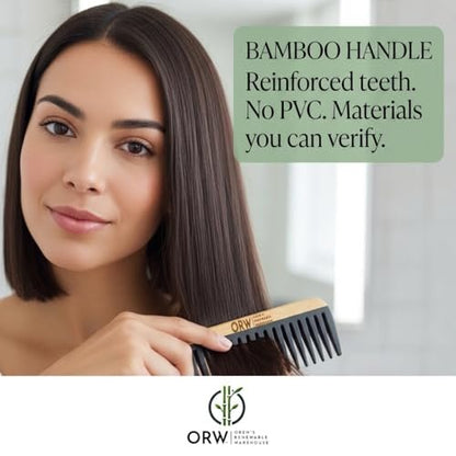 Wide Tooth Comb for Curly Hair – Bamboo Detangling Comb for Wet Hair, Shower Safe, Bakelite Reinforced, Durable, SGS REACH Tested Avelisse