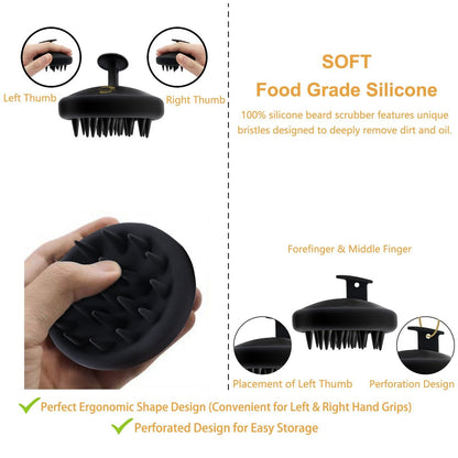 YEALIR Silicone Beard Brush for Men - Deep Cleansing & Exfoliating Scrubber for Healthy Beard Growth, Eco-Friendly & Reusable (Black)
